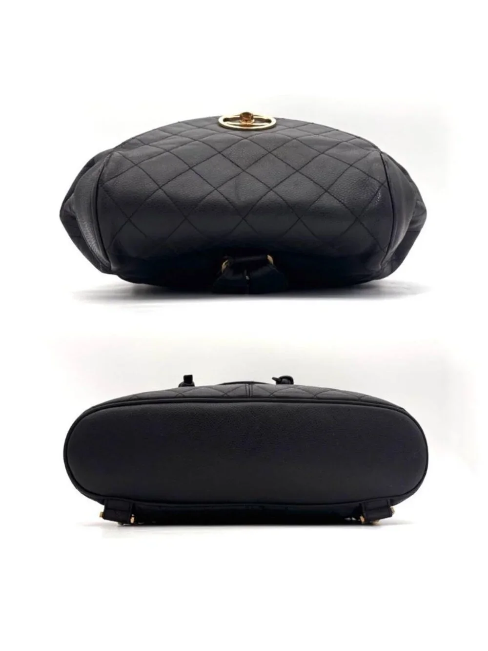 Chanel Quilted Caviar Leather Chain Backpack Black